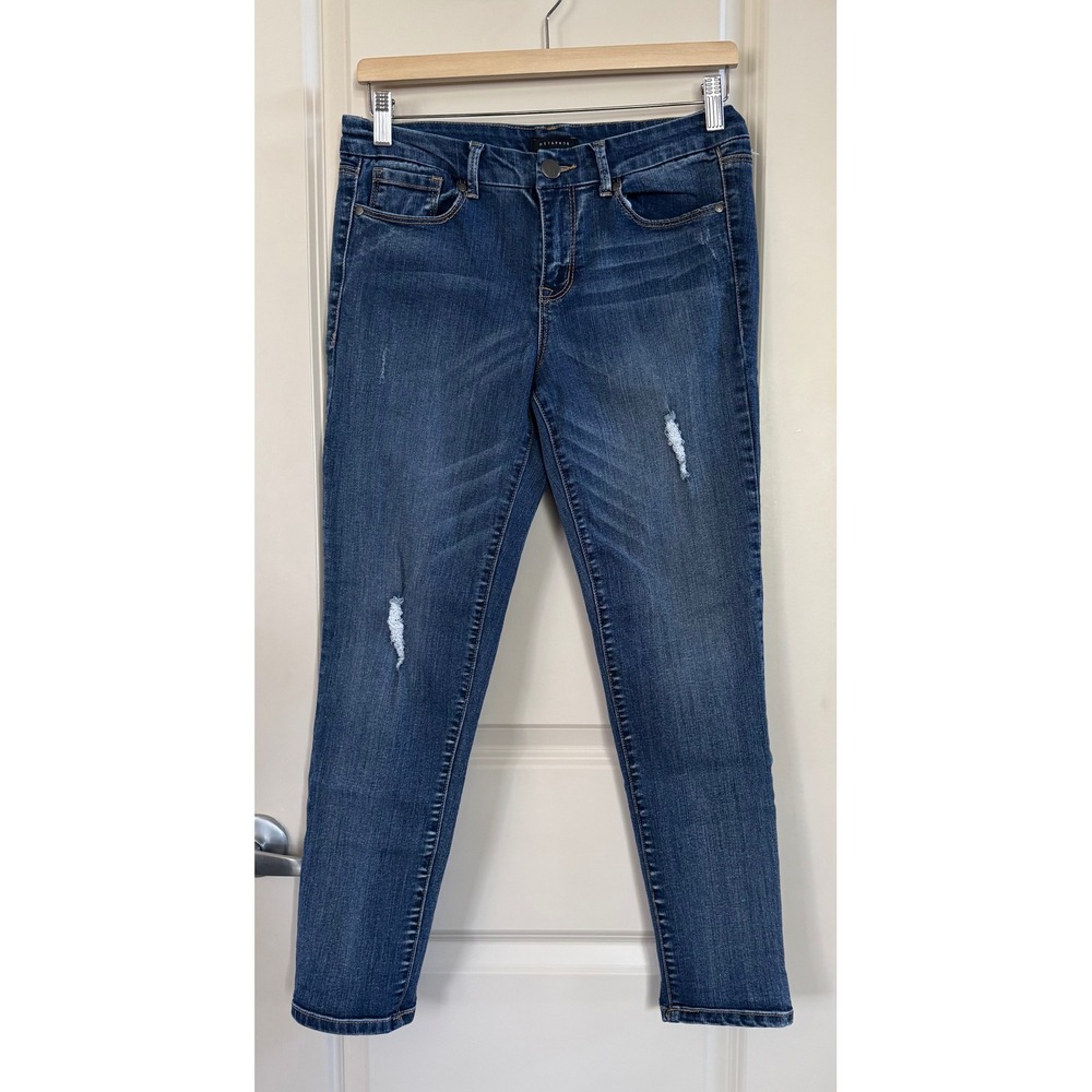 Metaphor Women's Distressed Skinny Jeans Medium Wash Stretch Denim Size 8